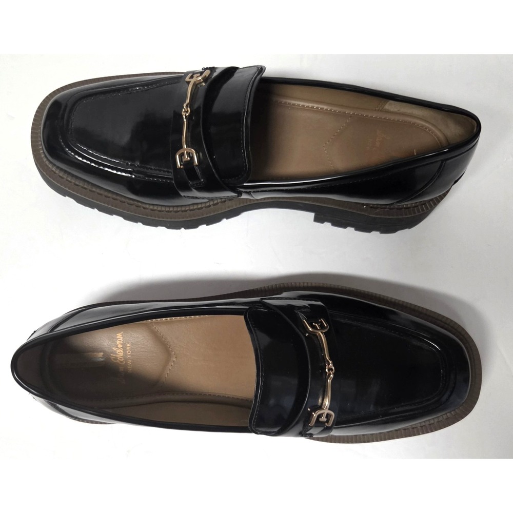 Sam Edelman NY Laurs Loafers Lug Sole Shoes Patent Black Horse Bit Gold 11M - Picture 6 of 16
